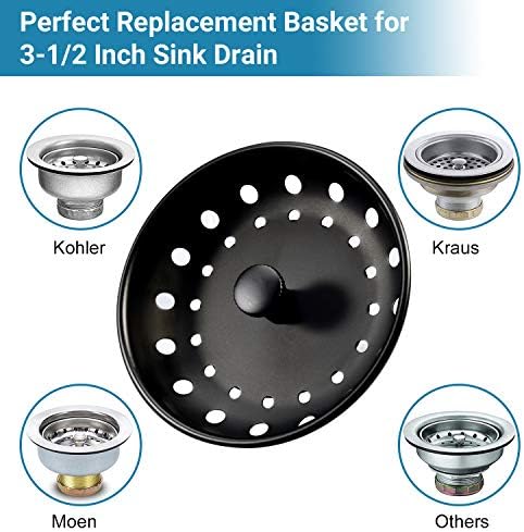 KONE Black Sink Basket Strainer Drain Stopper, 2 Pack Stainless Steel Matte - Image 5