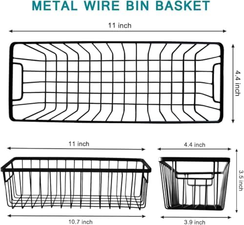 SheeChung Hanging Wall Wire Baskets, Portable Metal Wall Mount Basket - Image 2