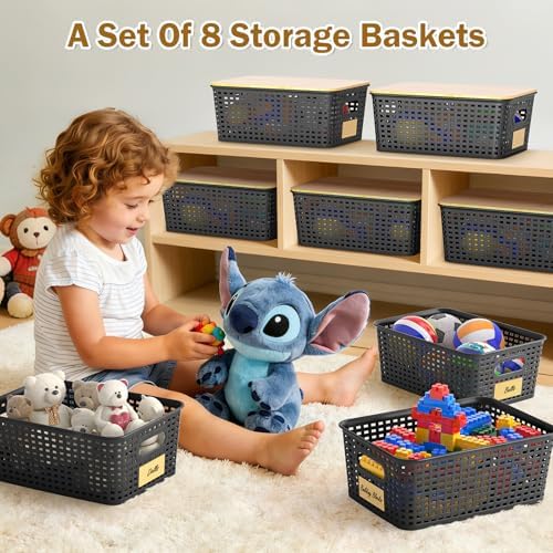 Stackable Storage Baskets: 8 Pack Plastic Baskets Bins - Image 7