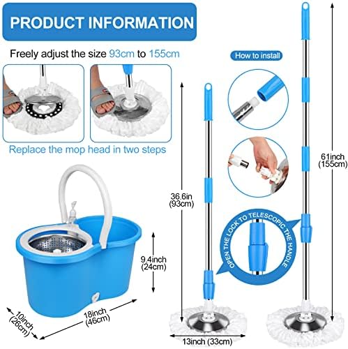 Mop and Bucket with Wringer Set, Separate Dirty Water with 3 Microfiber - Image 3