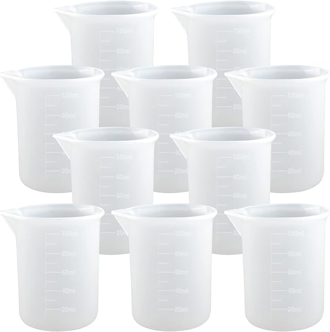 10 PCS 100ml Silicone Measuring Cups for Resin Non-Stick Mixing Cups Glue Tools, Precise Scale Toning Cups for Resin DIY Craft Jewelry Making