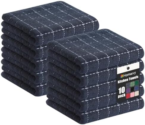Homaxy 100% Cotton Terry Bulk Kitchen Towels, 10 Pack, Dark Grey by Homaxy