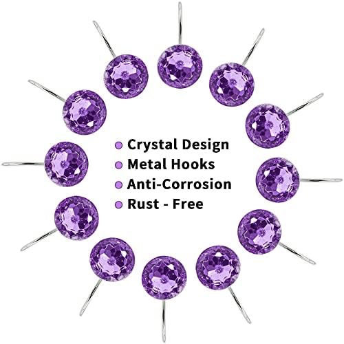 Purple Diamond Crystal Bling Shower Curtain Hooks Rings - Image 4