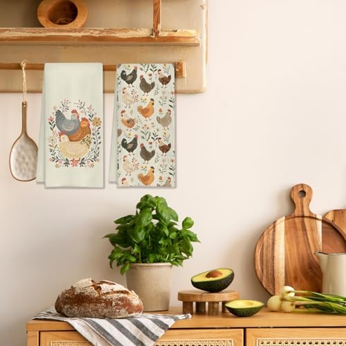 Farmhouse Chicken Rooster Kitchen Towels, Chicken Dish Towels, Rooster Decor - Image 3