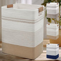 Laundry Hamper, 85L Cotton Rope Laundry Basket, Jute & White by DOFASAYI