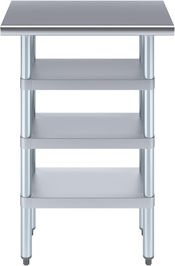 14 in. x 24 in. Stainless Steel Work Table with Three Bottom Shelves | NSF Kitchen Prep Table | Utitly Metal Table