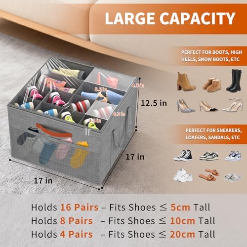 Aokeyee 2 Pack Shoe Organizer for Closet, Stackable Shoe Storage Box - Image 2