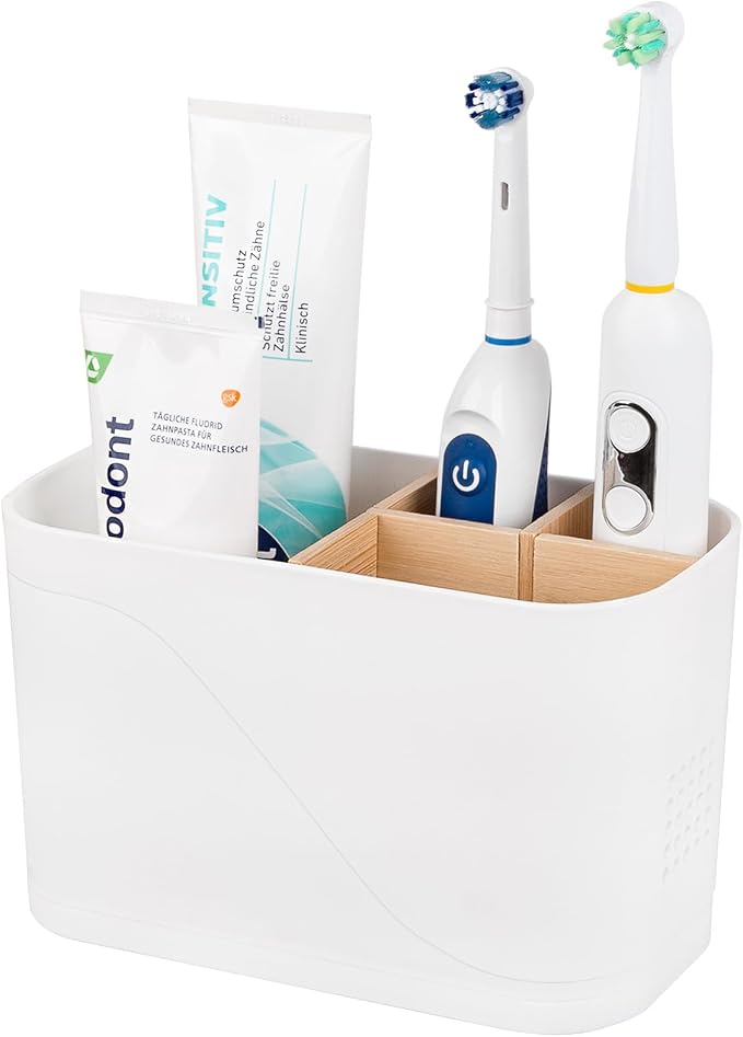 Toothbrush and Toothpaste Holder, 4 Slots, Kids Electric Tooth Brush Organizer by Heagoale