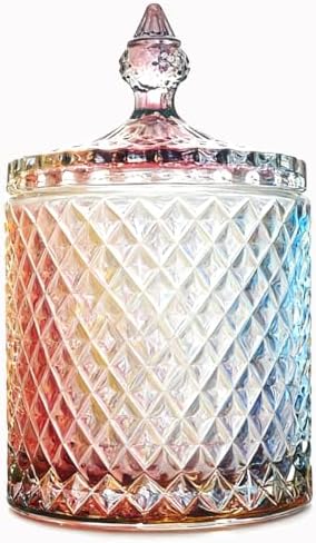 20 oz Colorful Glass Jar With Lid Candy Cookie Jars Jewelry Box Buffet Dish by YILUSHENGHUA
