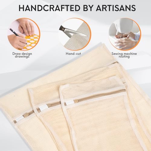 6-Piece Bag, Durable Cotton Mesh Laundry Bag, Sturdy Zipper, Breathable Mesh - Image 3