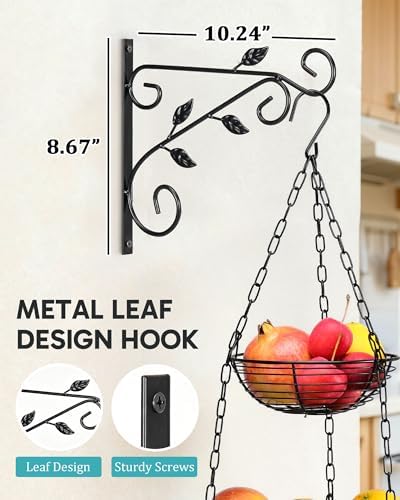 FANGSUN Hanging Fruit Basket for Kitchen, 3-Tier Hanging Fruit Basket - Image 3