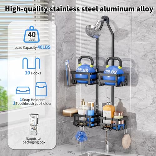 GAOKASE Aluminum Shower Caddy Hanging, Never Rust Shower Organizer - Image 5