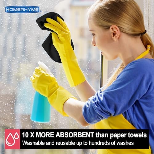 Microfiber Cleaning Cloth, 12 Pack Black Cleaning Rags, Reusable Microfiber - Image 4