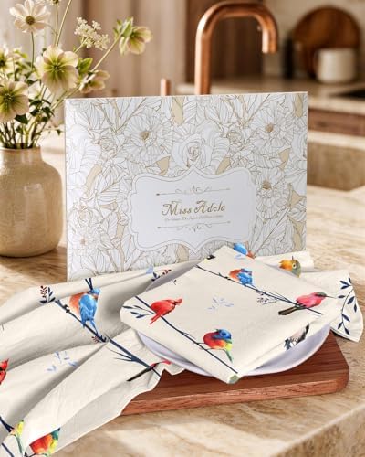 Miss Adola 150GSM Flour Sack Kitchen Towels Set of 2, Watercolor Bird - Image 6