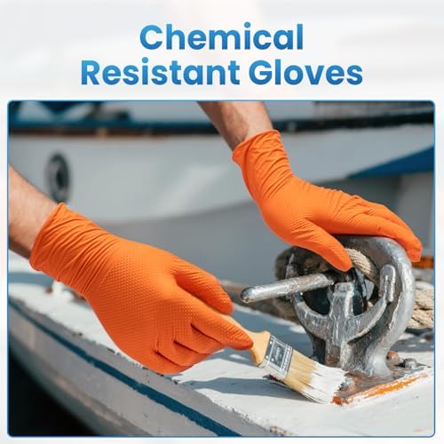 Borje Orange 8 Mil Nitrile Disposable Gloves - Image 2