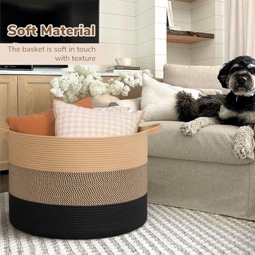 INDRESSME 115L Extra Large Woven Rope Blanket Basket Living Room - Image 6
