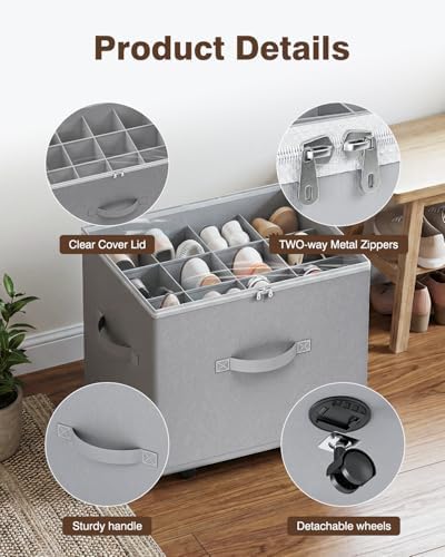 HOUSE AGAIN Shoe Organizer for Closet, 2 Pack Shoe Storage Organizer - Image 4
