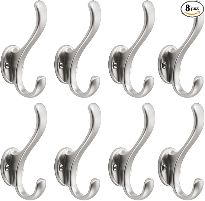 Satin Nickel Coat Hooks 8 Pack Hardware Towel Hooks by khtumeware