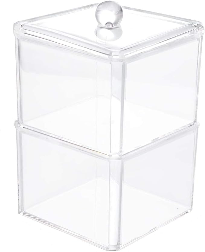 Square Acrylic Cotton Ball Pads Gauze Swab Holder Organizer Q-tip Dispenser by KWCollection