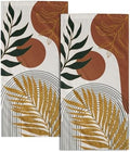 Boho Leaves Kitchen Towels Decorative Set Mid Century Golden Leaf Hand Towels by Granbey