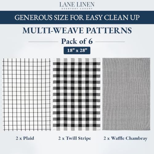 LANE LINEN Kitchen Towels Set – Pack of 6 Cotton Dish Cloths, Soft & - Image 2