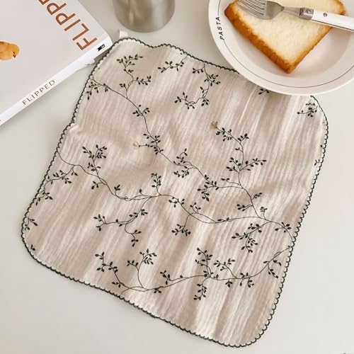 BuLuTu Vintage Floral Tea Towels Set of 4 Cotton Kitchen Dishcloths - Image 5