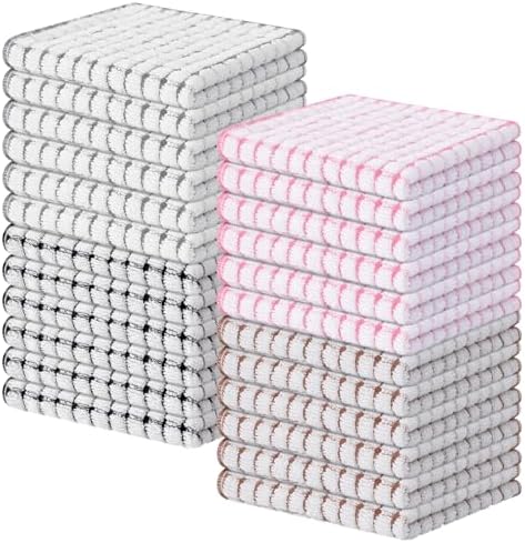 Kitinjoy Cotton 24 Pack Terry Kitchen Dish Cloths, Mix Color by Kitinjoy