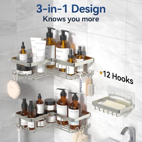 YASONIC Corner Shower Caddy, Rustproof Stainless Steel Bathroom Organizer - Image 5
