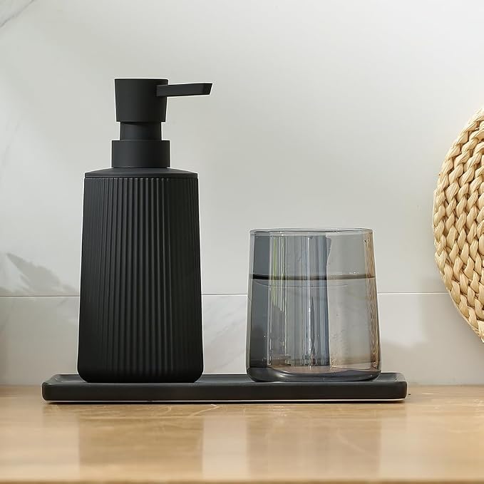 YAUKPH Small Soap Dispenser for Bathroom and Kitchen Matte Black | Modern - Image 2