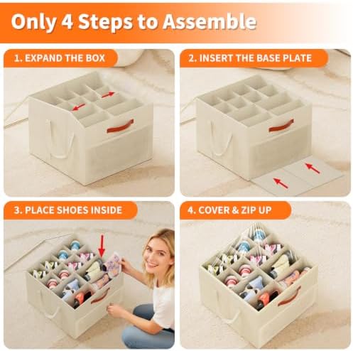 Aokeyee 2 Pack Shoe Organizer for Closet, Stackable Shoe Storage Box - Image 6