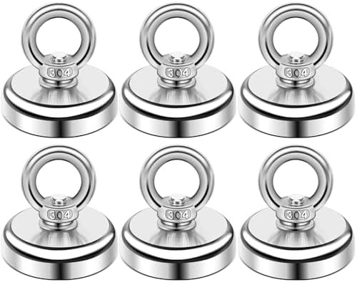 DIYMAG Magnetic Hooks with Countersunk Hole Eyebolt 60LBS 6 Pack by DIYMAG