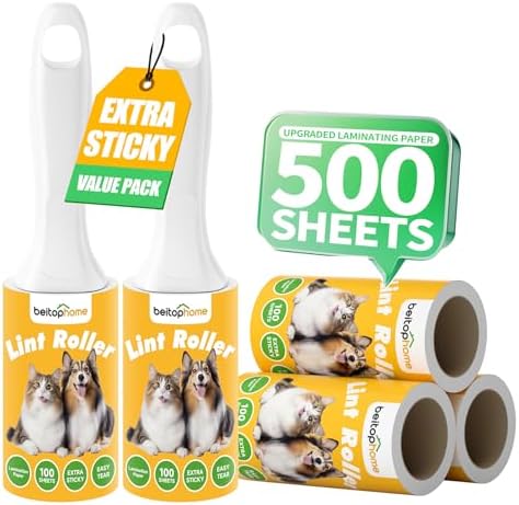 Extra Sticky Lint Roller for Pet Hair, 500 Sheets, 2 Handles by Beitophomepet%60sfamily