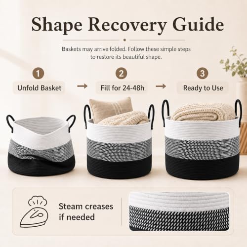 JMvicyroam 115L Extra Large Machine Washable Cotton Rope Blanket Basket - Image 6