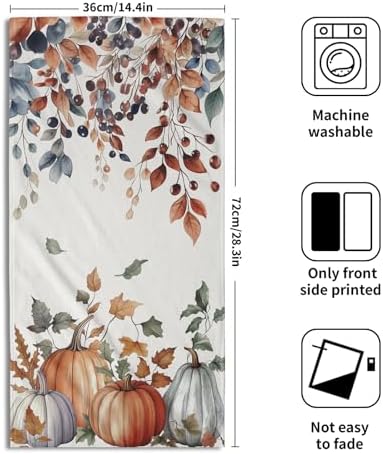 Fall Pumpkins Bathroom Towels Set Autumn Leaves Hand Towels Thanksgiving Maple - Image 2