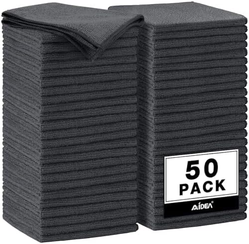 AIDEA Microfiber Cleaning Cloth Grey 50PK, Microfiber Towels 11.5×11.5" by AIDEAHOME