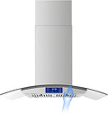 36 Inch Island Range Hood 700CFM Gesture & Touch Control Ceiling Mount Stainless Steel Ducted/Ductless Convertible, Ceiling Mount Vent Hood, Baffle Filter Exhaust Fan Extractor