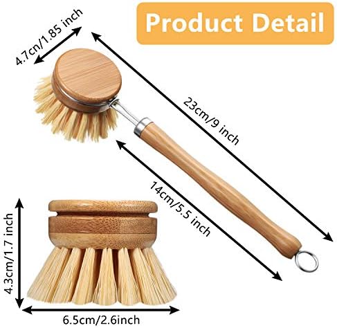 Patelai 8 Pcs Dish Brush with Wood Handle, Natural Dish Scrubber Brush - Image 2