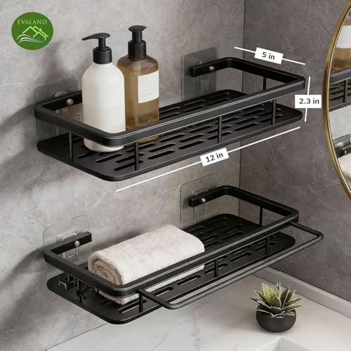 EVALAND Self Adhesive Shower Caddy Organizer 2-Pack No-Drill Storage - Image 2