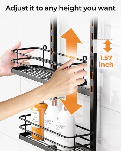 ODesign 4 Tier Adjustable Shower Organizer Hanging Over Showerhead Black - Image 6