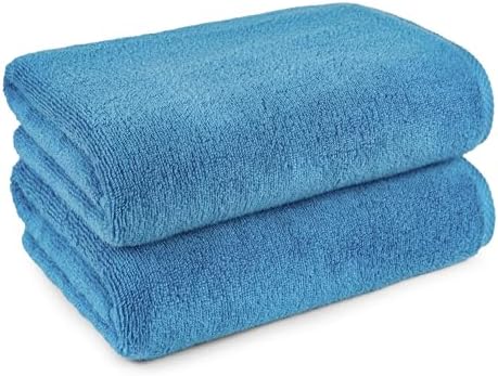 Amazon Basics 2-Piece Quick-Dry Oversize Bath Towel, 100% Cotton, Lake Blue - Image 5