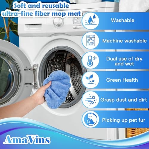AmaVins 8 Pack Reusable Microfiber Mop Pads Compatible - Image 5