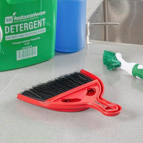 Restaurantware Red and Black Mini Dustpan and Brush Set, 40 Ct - Image 6
