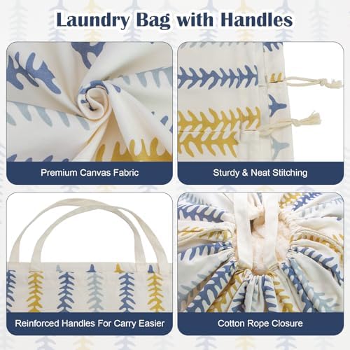 Thick Canvas Laundry Bag with Handles & Drawstring, XL 33"Wx 35"H - Image 5
