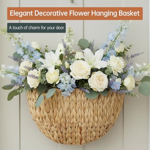 Coeusy Water Hyacinth Hanging Basket, Scalloped Wall Basket - Image 2