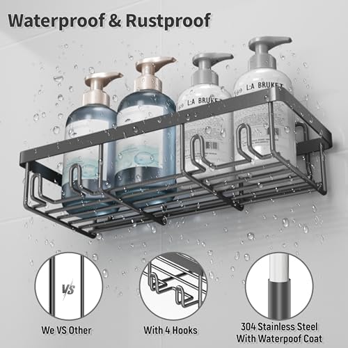 Liuoud 5 Pack Shower Caddy for Inside shower, Dark Grey Bathroom Storage - Image 3