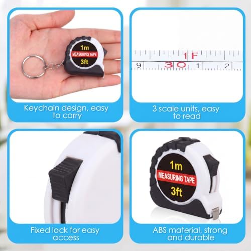 Kanayu 50 Pcs Mini Tape Measure Keychains 3 ft Small Retractable Measuring Tape - Image 3