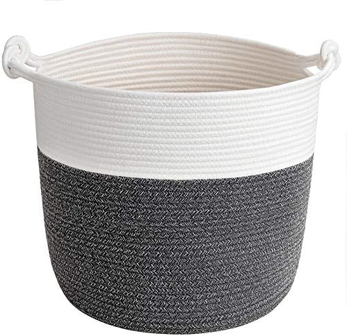 Goodpick Woven Rope Blanket Basket Living Room, Dark Grey by Goodpick
