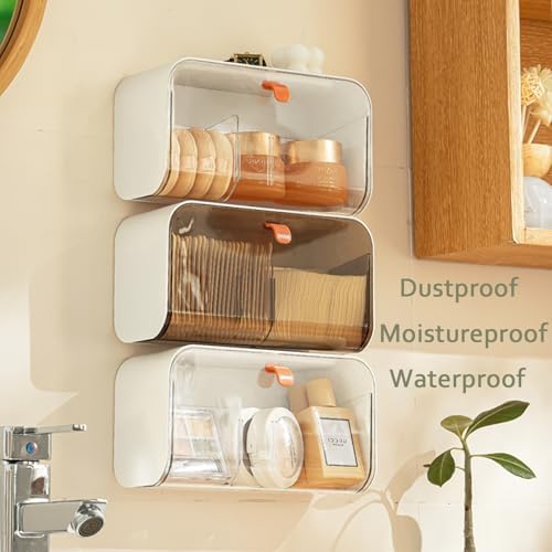 SUNFICON Wall Mounted Cotton Pads Holder Organizer Cotton Swab Balls Holder - Image 2