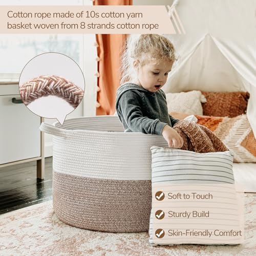 INDRESSME XXXLarge Woven Rope Blanket Basket Living Room Brown - Image 4