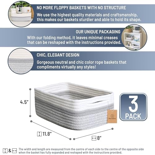 NaturalCozy 11.8"x8"x4.5” Storage Baskets - Image 2